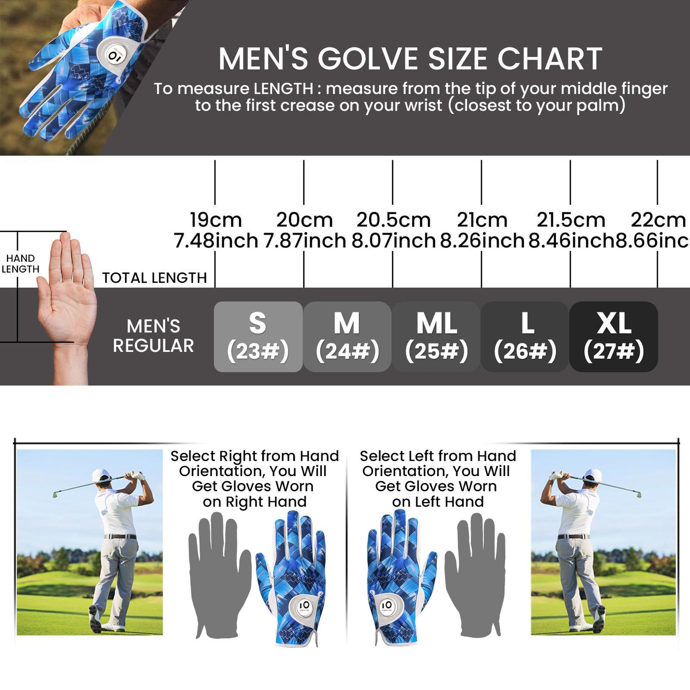 Men's Golf Gloves Blue Diamond All Weather Grip Value 2 Pack