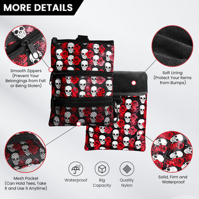 Golf valuables Pouch, Zipper Golf Ball Bag with 3 Pockets