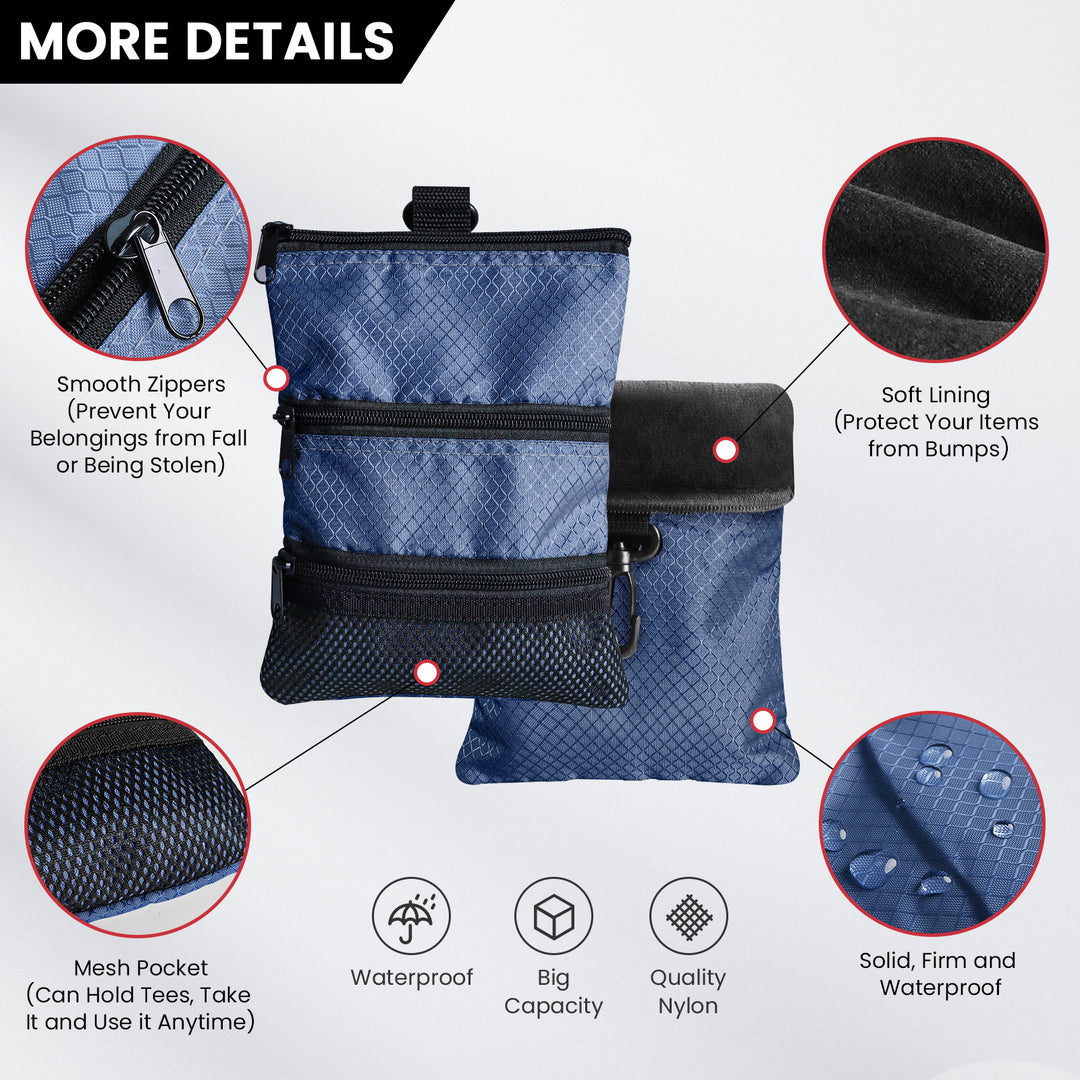 Golf valuables Pouch, Zipper Golf Ball Bag with 3 Pockets – FINGER TEN