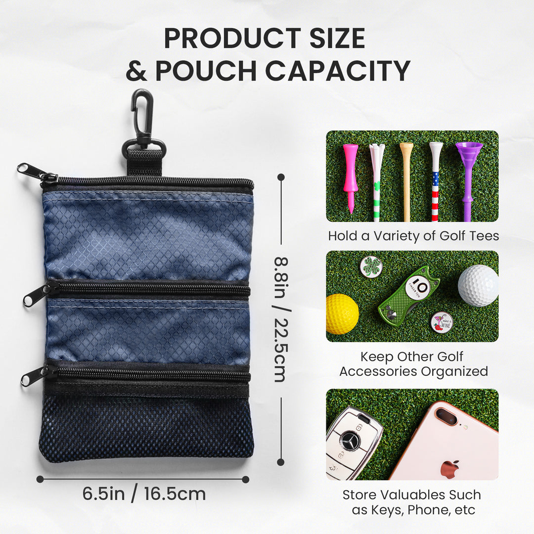 Golf valuables Pouch, Zipper Golf Ball Bag with Pockets – FINGER TEN