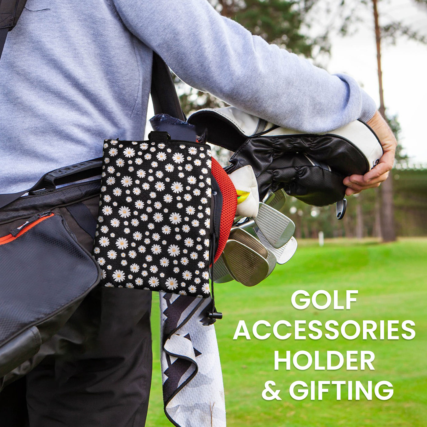 Golf valuables Pouch, Zipper Golf Ball Bag with 3 Pockets