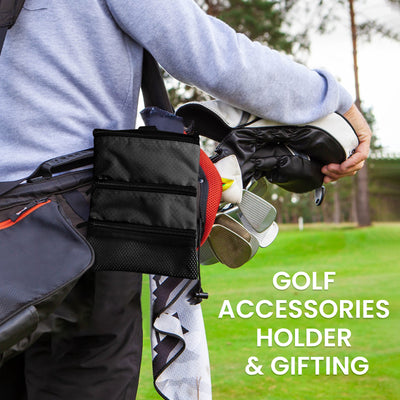 Golf valuables Pouch, Zipper Golf Ball Bag with 3 Pockets