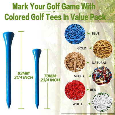 500/1000 Pack Wood Tees Variety Color More Height