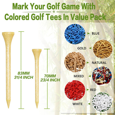 500/1000 Pack Wood Tees Variety Color More Height