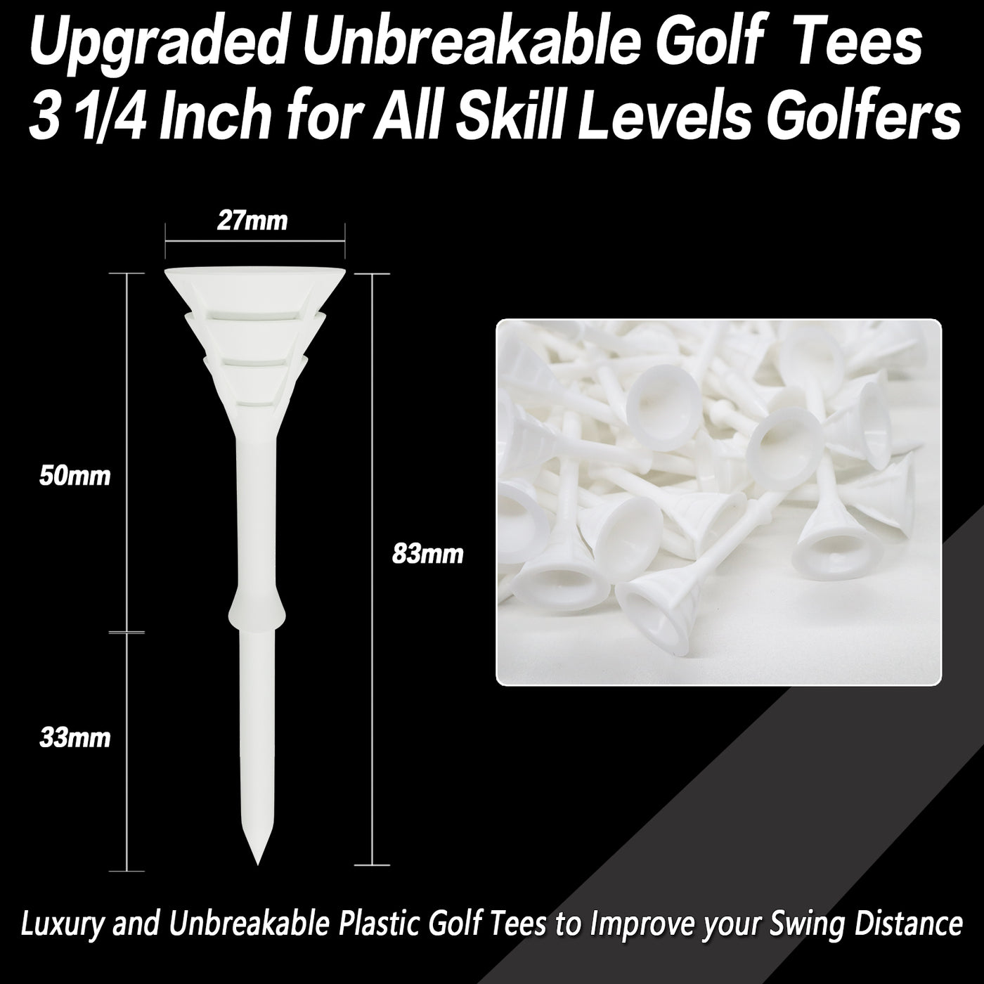 60 Pack Cup Tees 3 1/4 Unbreakable