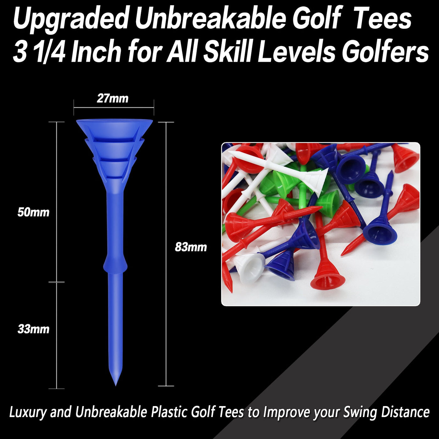 100 Pack Cup Tees 3 1/4 Unbreakable