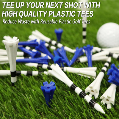 Lot de 100 tees de golf en plastique incassables, 80 tees de driver avec 20 tees de fer mixtes 