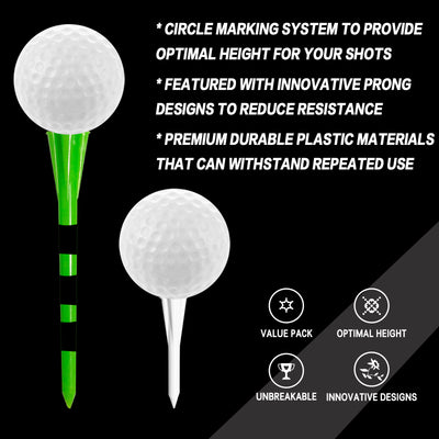 Golf Tees Plastic Unbreakable 80 Driver Tees with 20 Iron Tees Mixed 100 Pack