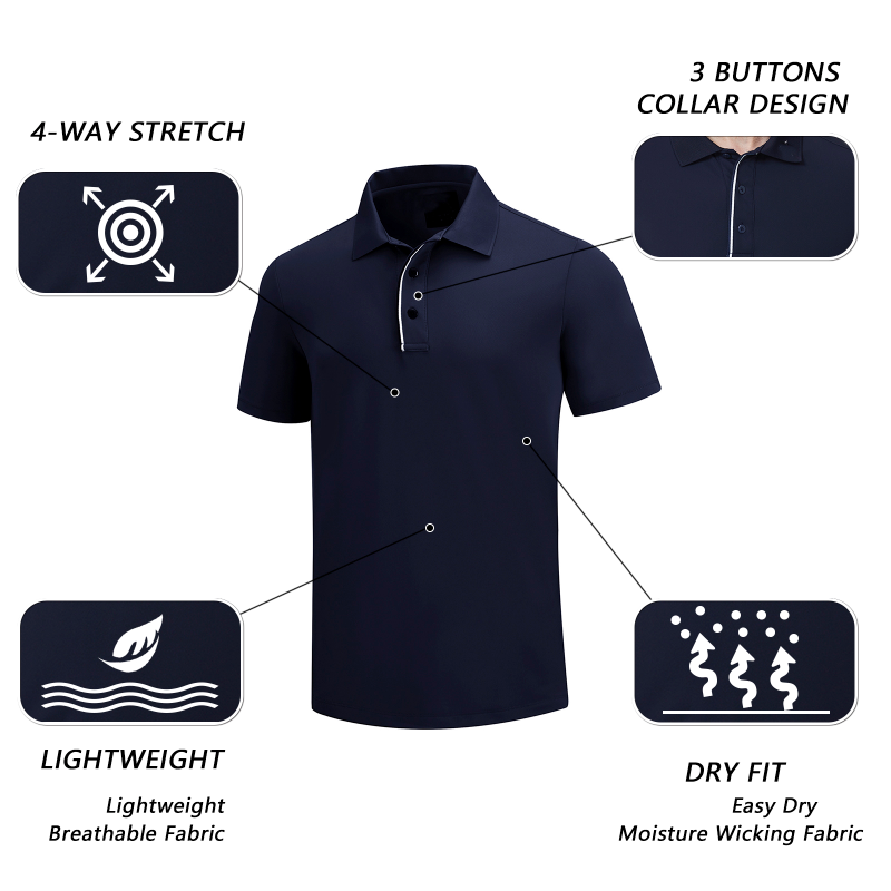 Tour Fit Short Sleeve Golf Shirt Men Blue