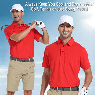 New Performance Fit Short Sleeve Golf Shirt Men Red