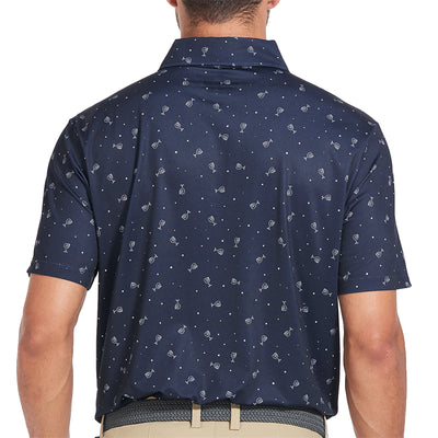 New Print Short Sleeve Golf Shirt Men Black