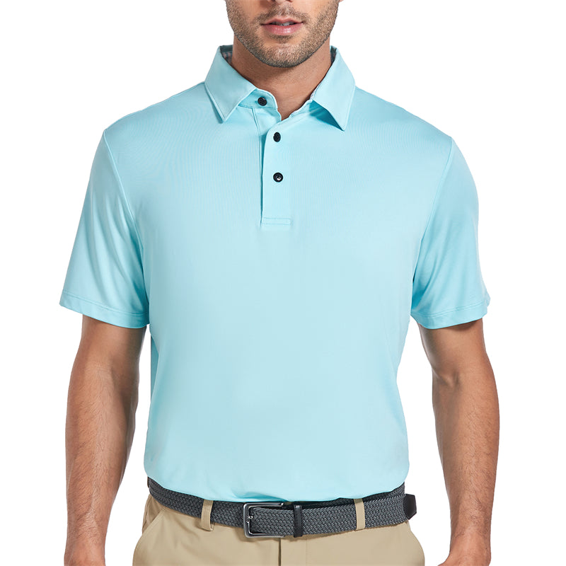 New Performance Fit Short Sleeve Golf Shirt Men Blue