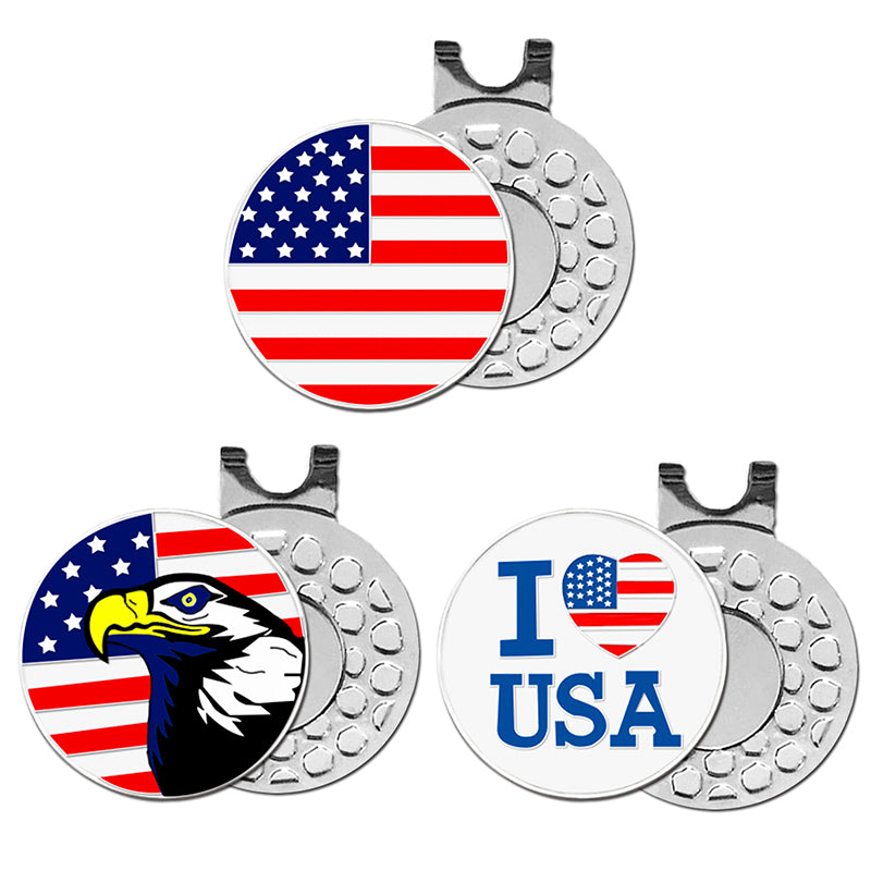 3 Pcs Golf Ball Markers with 3 Pack Hat Clip