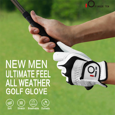 Men's Golf Gloves Leather All Weather Grip 6 Pack