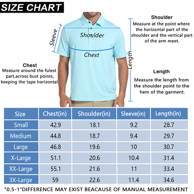 New Dry Fit Short Sleeve Golf Shirt Men Light Blue