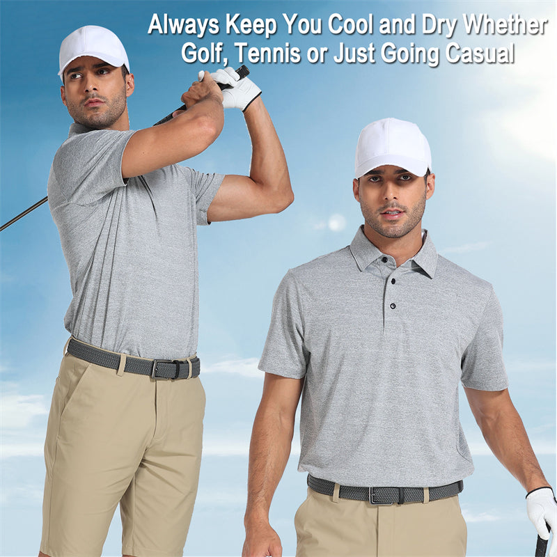 Nouveau polo de golf à manches courtes Performance Fit pour homme, blanc 