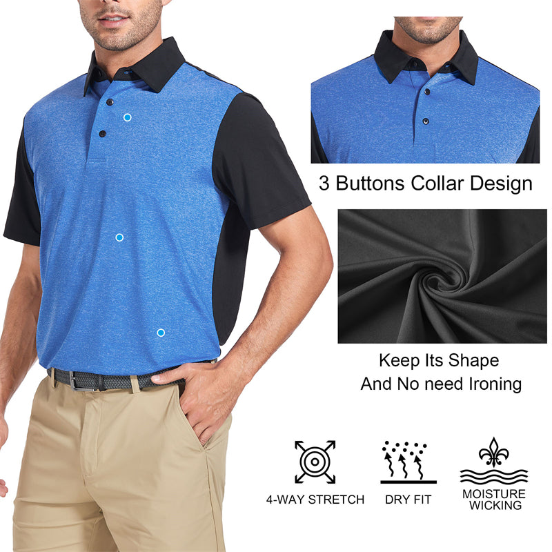 New Dry Fit Short Sleeve Golf Shirt Men Blue