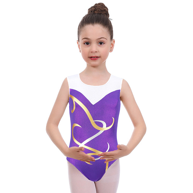 Justaucorps de gymnastique pour filles sans manches à paillettes colorées pour enfants de 3 à 12 ans