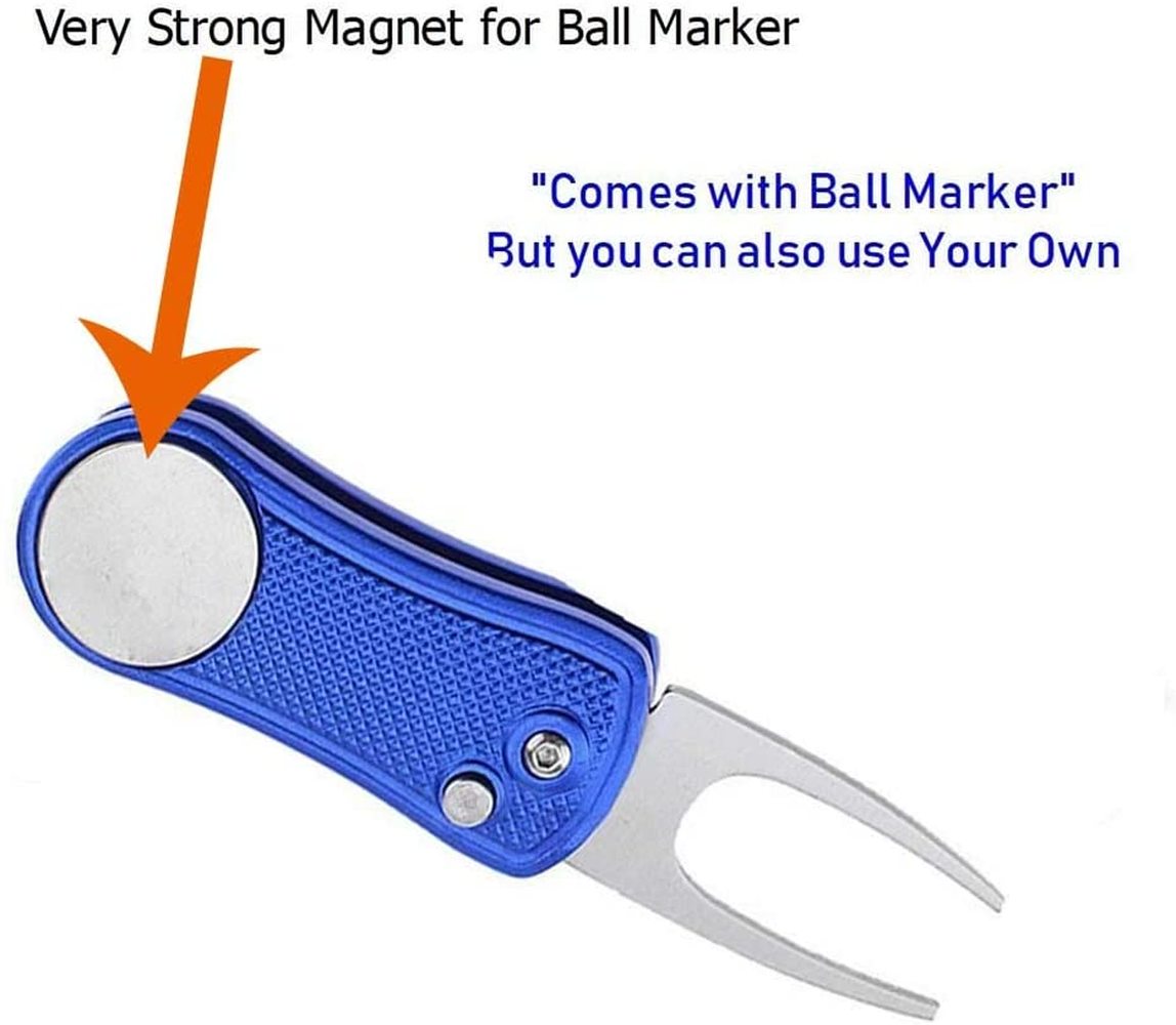 2 Pack Golf Divot Tools& Free Detachable Golf Ball Marker - fingertensport