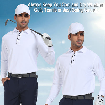 New Tour Fit Long Sleeve Golf Shirt Men White