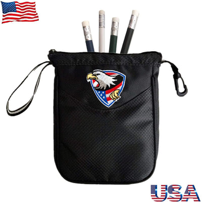 Golf Pouch Bag Valuables Tee Clip Zipper Hook, with Free 4 Pcs Golf Pencil Value Pack - fingertensport