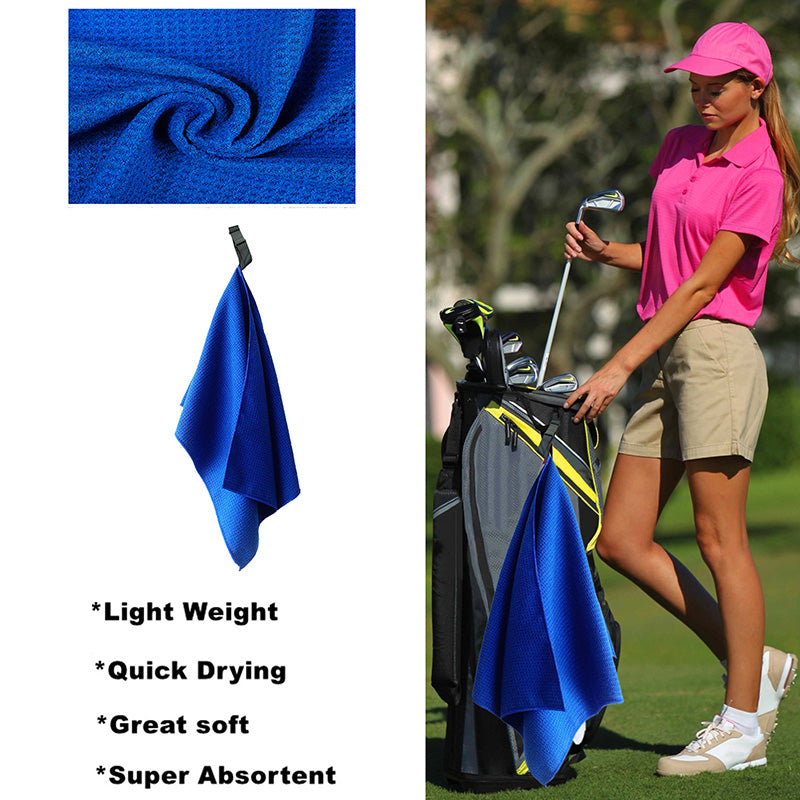 Golf Towels with Grommet Clip Microfiber Waffle 42"X14" 1 Pack