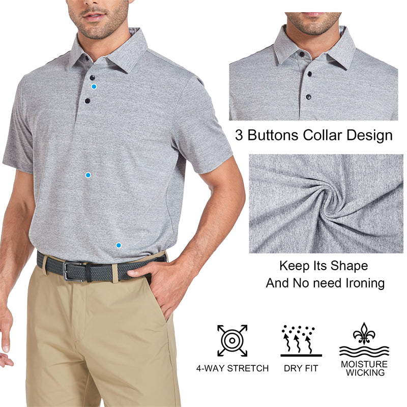 Nouveau polo de golf à manches courtes Performance Fit pour homme, vert 