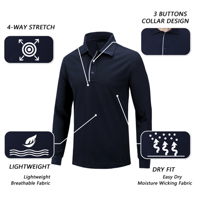 Tour Fit Langarm Golfshirt Herren Weiß 