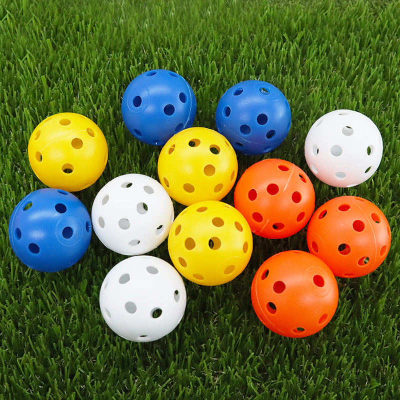 12 Pack Golf Balls Plastic Airflow Hole Colored