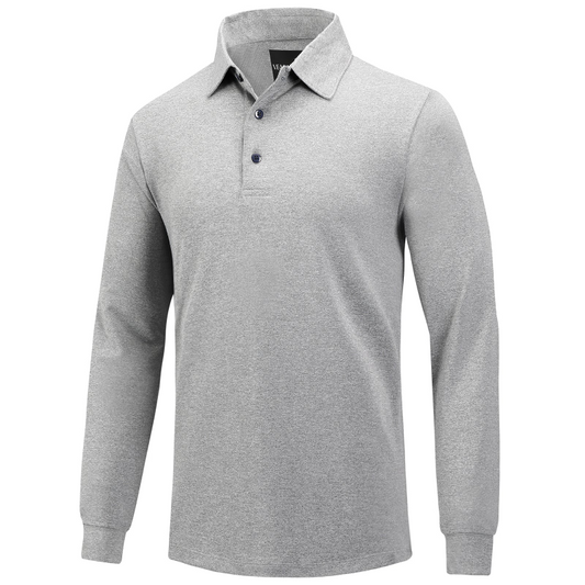 Dry Fit Long Sleeve Golf Shirt Men Light Grey