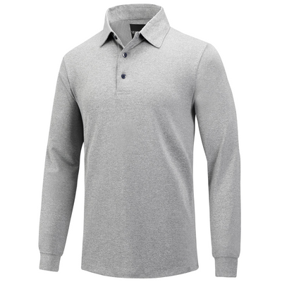 Chemise de golf à manches longues Dry Fit pour homme, gris clair 