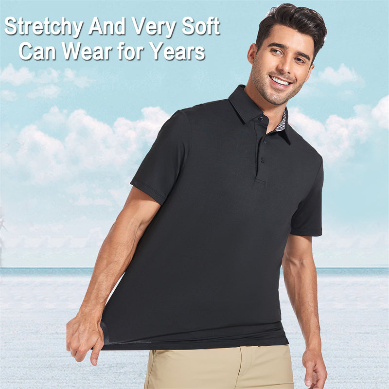 Neu Performance Fit Kurzarm Golfshirt Herren Schwarz 