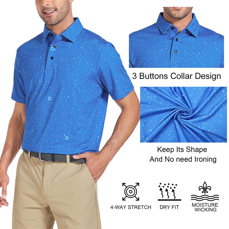 New Print Short Sleeve Golf Shirt Men Colourful