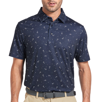 Neu Print Kurzarm Golf Shirt Herren Blau 