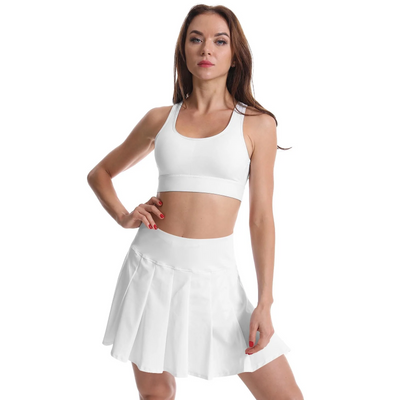 Golf Women's Tennis Skirts Pleated High Waisted White