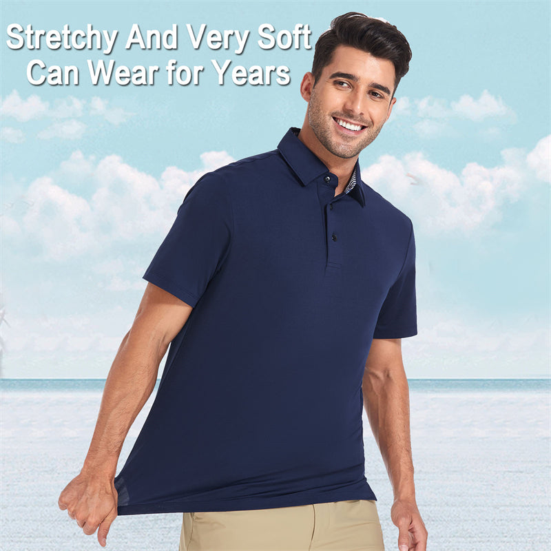 New Performance Fit Short Sleeve Golf Shirt Men Navy