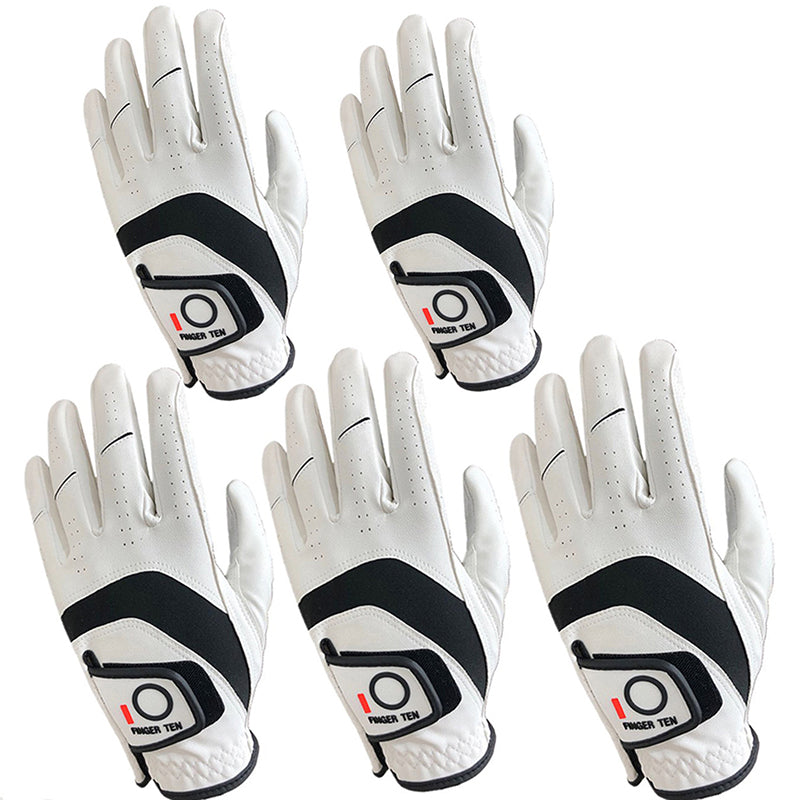 Golf Gloves Men Leather All Weather Grip 5 Pack