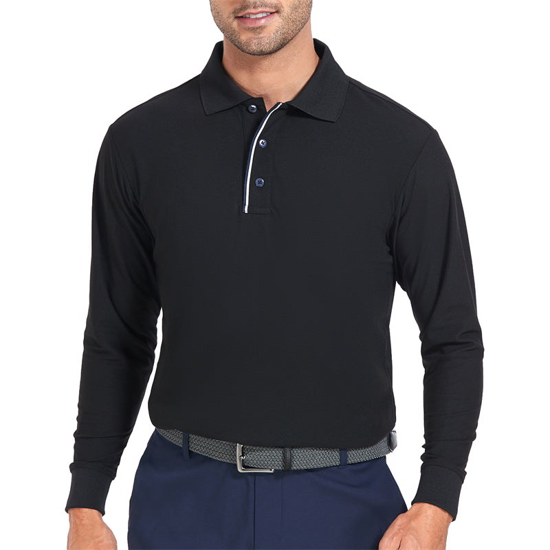 Nouveau polo de golf à manches longues Tour Fit pour homme, blanc 