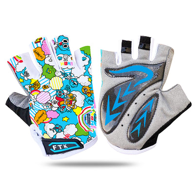 Gants de cyclisme pour enfants, 1 paire, rembourrage en gel, vélo, demi-doigt, sport de plein air