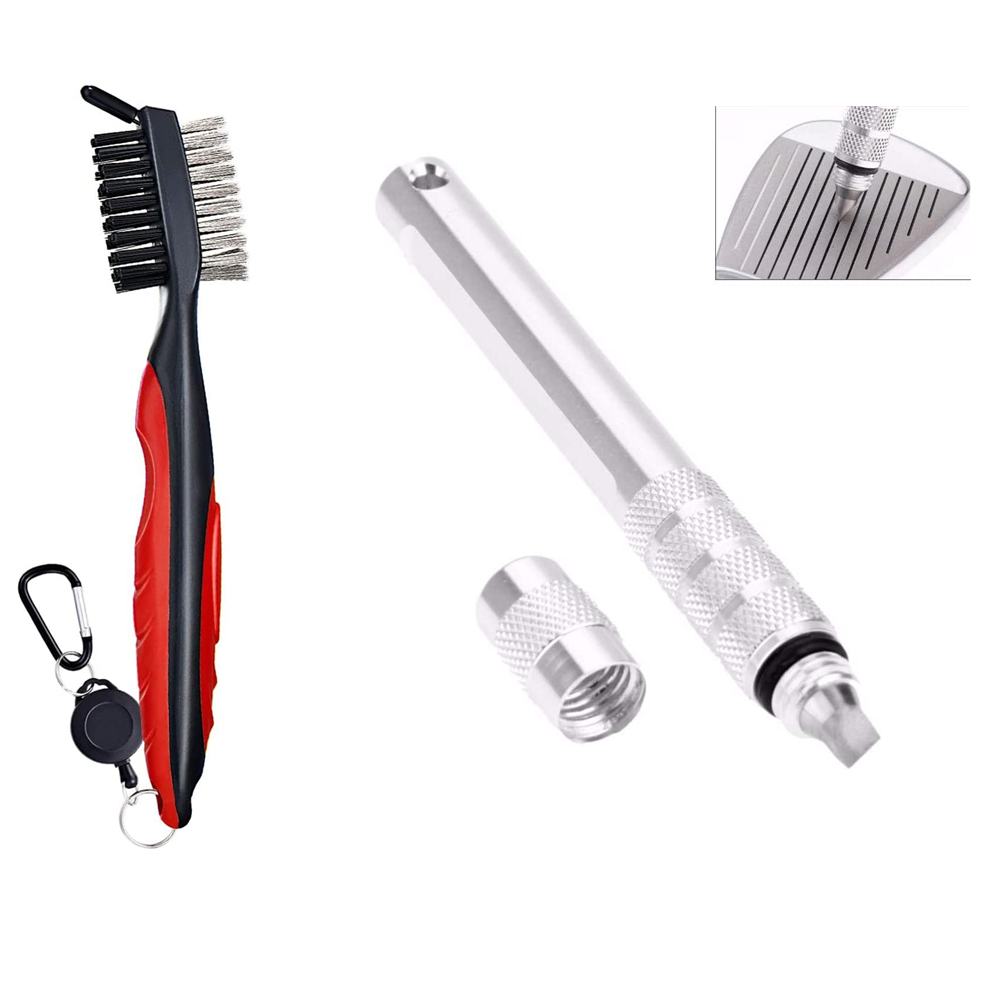 Golf Club Groove Sharpener and Club Brush Cleaning Kit