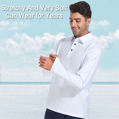 Performance Fit Long Sleeve Golf Shirt Men White