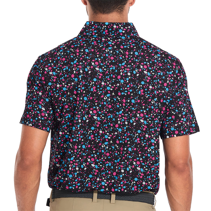 New Print Short Sleeve Golf Shirt Men Colourful