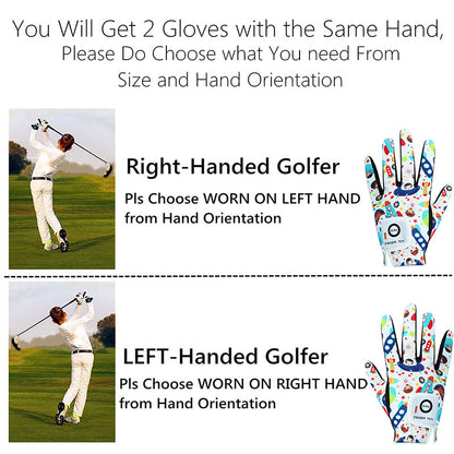 Boys Girls Golf Gloves Youth Cute Colorful 2 Pack