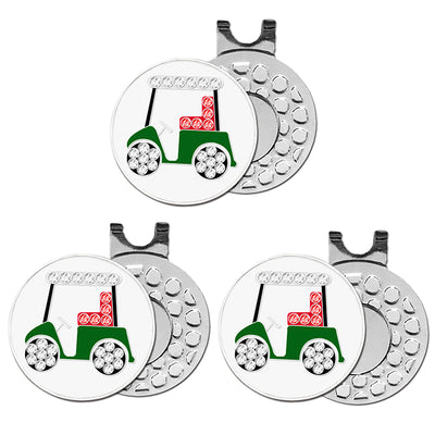 3 Stück Golfballmarker mit 3er-Pack Hutclip