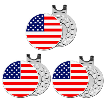 3 Pcs Golf Ball Markers with 3 Pack Hat Clip