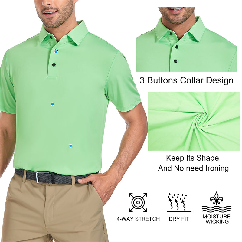 Chemise de golf à manches courtes New Performance Fit pour homme, bleu 