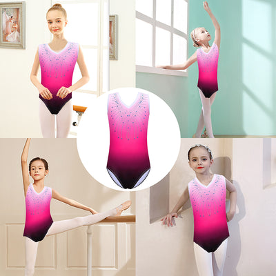 Justaucorps de gymnastique pour filles sans manches à paillettes colorées pour enfants de 3 à 12 ans