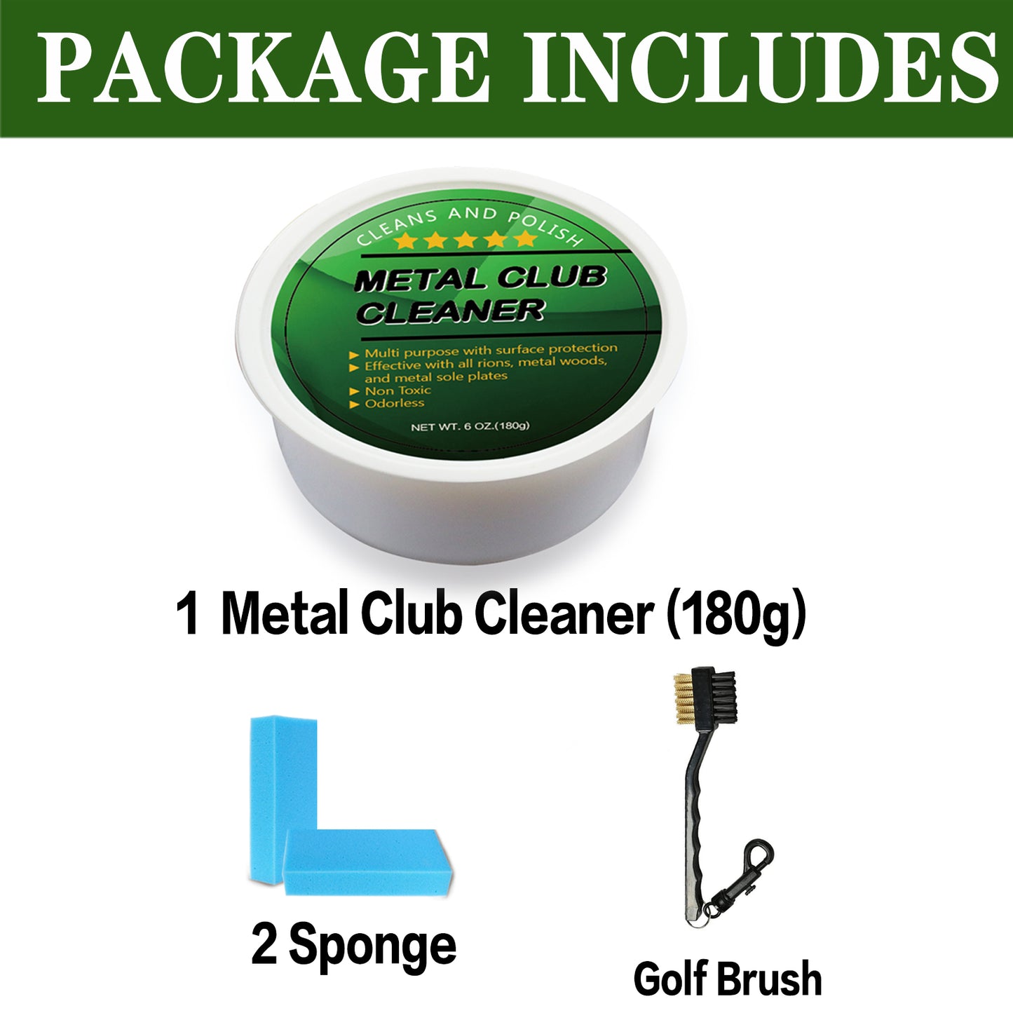 FINGER TEN Golf Iron Polishing Kit Club Cleaner Polish Cleaning Solution  Golf Club Care Set Golf Brush Cleaner Sponge Value Pack