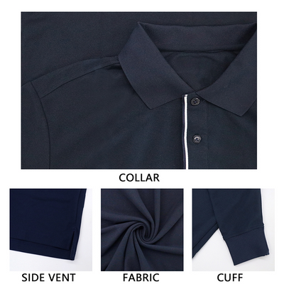 Tour Fit Langarm Golfshirt Herren Navy 