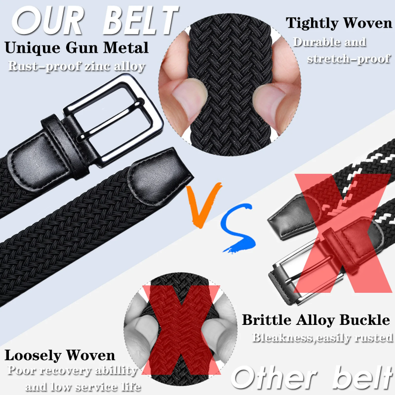 Golf Belt 2 Pack Stretch Braided Casual Belt 1 3/8 – FINGER TEN